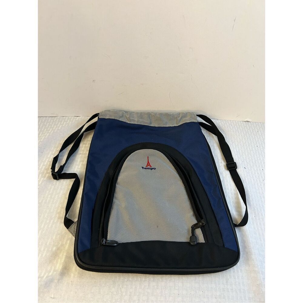 Travel pro backpack tote cinch sak navy 13x17” expandable